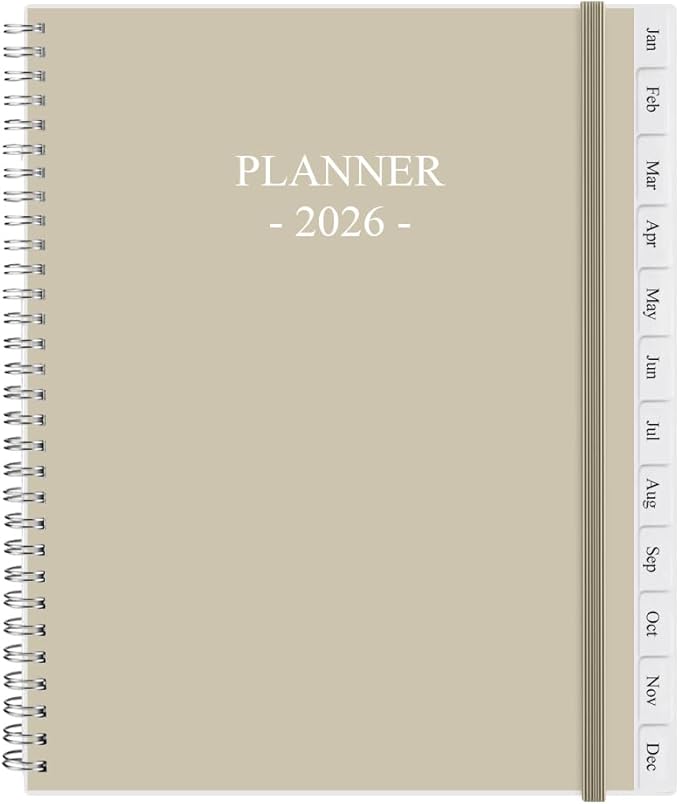 2026 Planner - Planner 2026 from January 2026 - December 2026, Monthly and Weekly Calender with 12 Tabs, 8.5" x 11", Beige