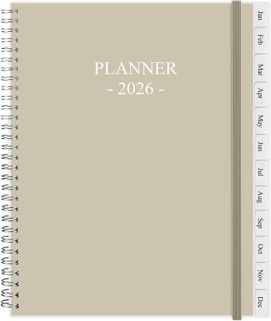 2026 Planner - Planner 2026 from January 2026 - December 2026, Monthly and Weekly Calender with 12 Tabs, 8.5" x 11", Beige