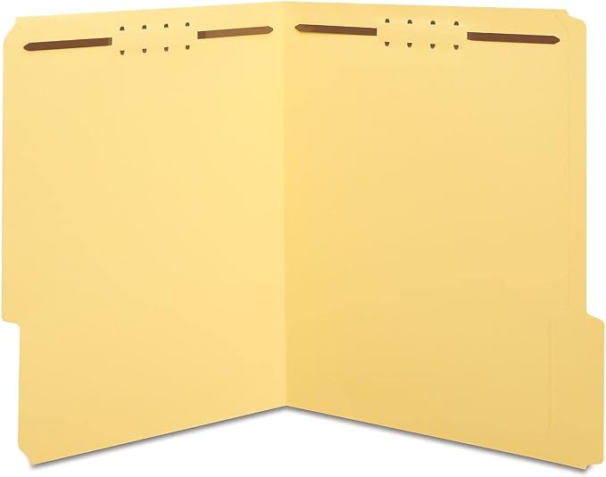 Staples Reinforced Tab Fastener Folder, Letter Size, Yellow Pressboard, Durable Construction, 50/Box