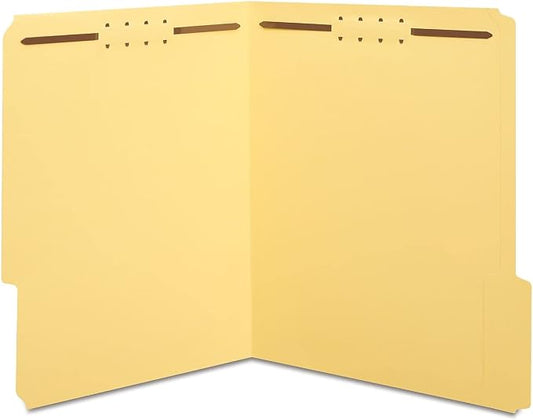 Staples Reinforced Tab Fastener Folder, Letter Size, Yellow Pressboard, Durable Construction, 50/Box