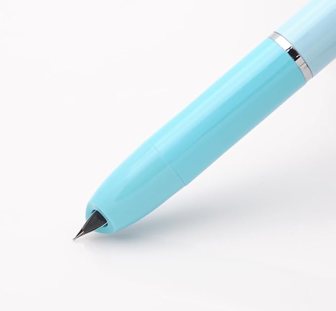 OASO K016 Retractable Fountain Pen Set 0.5mm with 4pcs Blue Ink Cartridges Smooth Writing for School Students (Wave Blue)