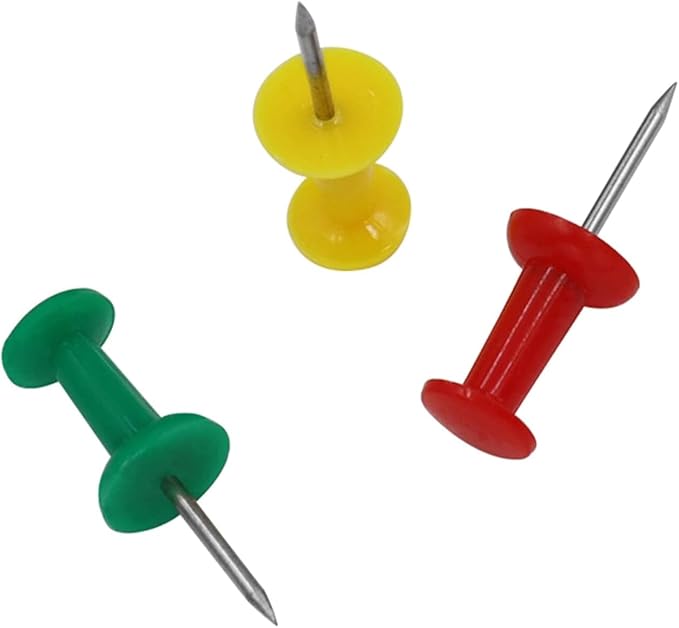 100Pcs Colourful Drawing Push Pins with Heads and Metal Points Map Tacks Drawing Pins Map Thumb Tacks Map Pins Map Push Pins Map Drawing Pens Tape, Adhesives and Fasteners