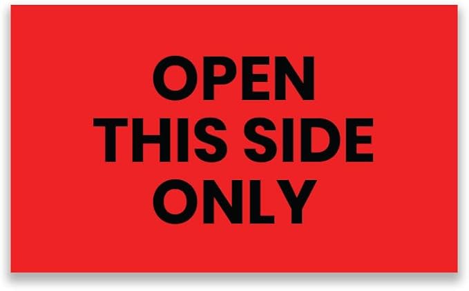 StickerJet Open This Side Only – Warehouse Receiving Labels – 3"x5" Rectangle Labels – 500 Qty/Roll – Paper, Easy Peel and Stick, Strong Adhesive, No Residue, Made in USA