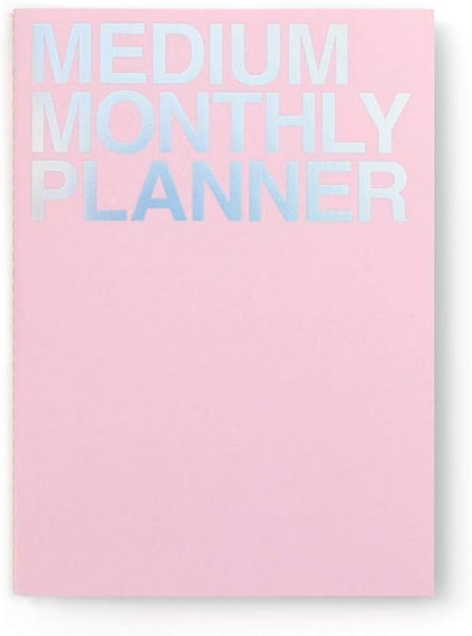 JSTORY Medium Monthly Planner Lays Flat Undated Year Round Flexible Cover Goal/Time Organizer Thick Paper Eco Friendly Customizable Stitch Bound A5 16 Months 150 GSM 18 Sheets Pink
