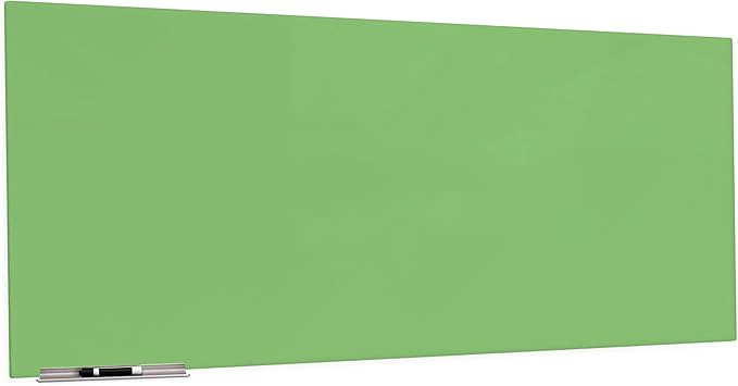 Magnetic Glass Dry Erase Board for Wall, 48"x96" Eased Corners, Green Surface Frameless Glass Board with Markers, Magnets, Eraser, Marker Tray by Fab Glass and Mirror