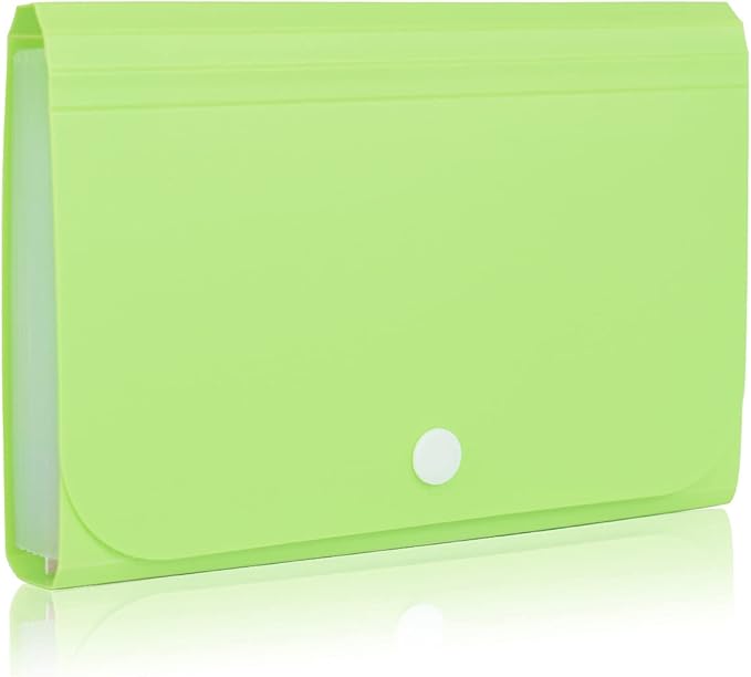 Receipt Organizer, Coupon Organizer, Folder Organizer Mini Organizer Wallet for Coupons, Receipts, Cash, Tax Item or Changes,7x4.5 in 13 Pockets with Tabs Check Case(Green)