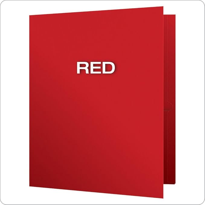 Oxford Two Pocket Folders,Textured Paper,Red,for School,Home,and Office,Letter Size,25 Per Box (57511EE),(Pack of 5)
