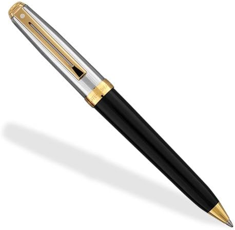 Sheaffer Prelude Black Onyx Lacquer Ballpoint Pen with Chased Palladium Cap & 22KT Gold-Plated Trim