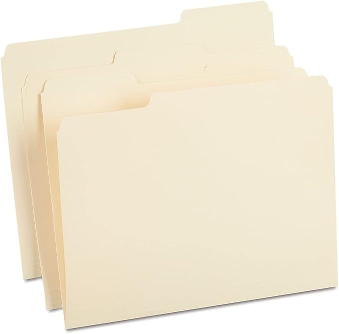 Staples 100% Recycled Heavyweight Reinforced File Folders, 1/3-Cut Tab, Letter Size, Manila, 50/Box (ST452830/452830)