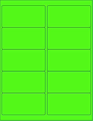 NextDayLabels - 8-1/2 x 11 Neon Color High Light Fluorescent Labels for Laser & Inkjet Printer (Green Fluorescent, 4 x 2-10 Per Page | 250 Labels)