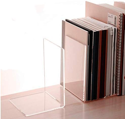 CY craft 8 Pieces/4 Pairs Bookends,Clear Acrylic Bookends for Shelves,Heavy Duty Book Ends and Desktop Organizer,Book Stopper for Books/Movies/CDs,7.3x4.8x4.8 inch