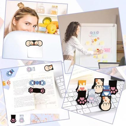 Cute Cat Paw Magnetic Bookmarks, 5 PCS Magnetic Cute Bookmark for Teacher, Women & Kids - Cat Paw Design (5 Cloros-2.0)