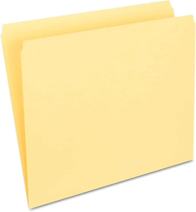Staples Top‑Tab File Folders, Straight‑Cut, Letter Size, Yellow, Durable Paper Stock, 100/Box