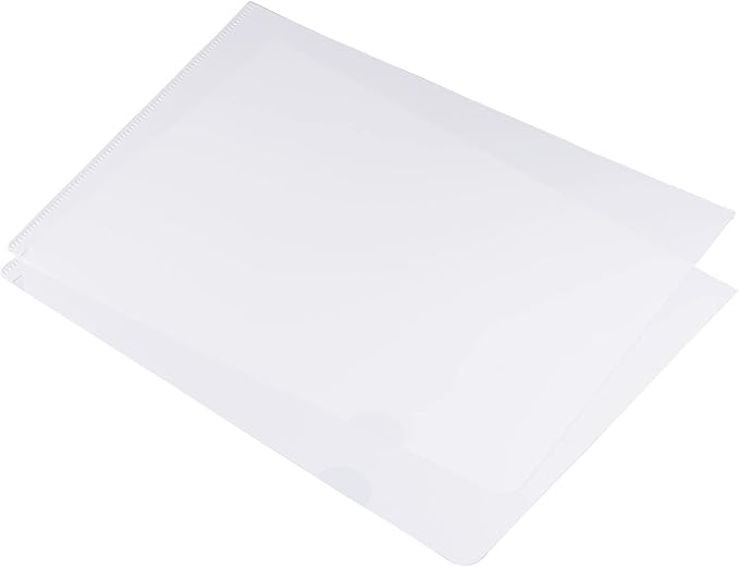 PATIKIL L Type Folders 24 Pack A4 Plastic File Project Pockets Clear Paper Document Jacket Sleeve for Office, White