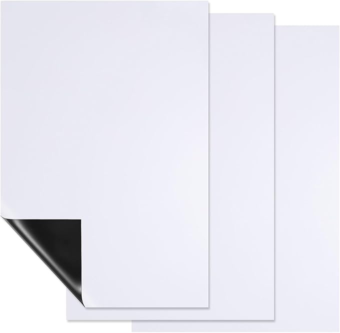 PATIKIL Magnetic Dry Erase Board Sheet for Fridge, 3 Pcs 12 x 8 Inch Erasable Refrigerator Whiteboard for Kitchen for Home Kitchen Organizer Planner Office Storage, White (0.6mm)