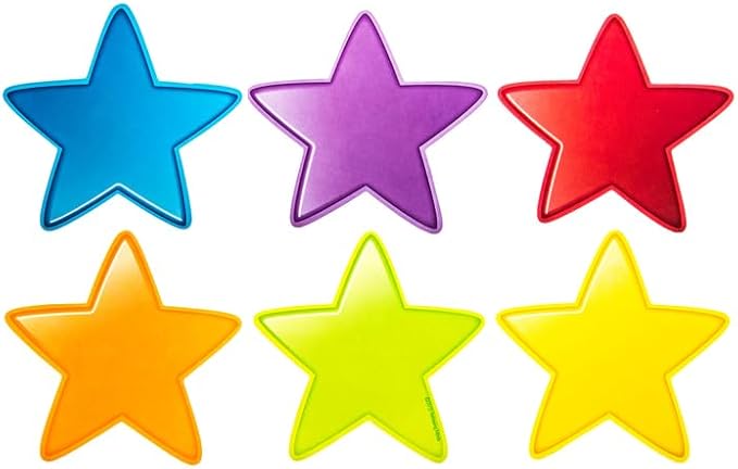 36 Star Cut-Outs Cardstock Bulletin Board Accent - 6 Colors - DIY Crafts 3 Inch Shapes