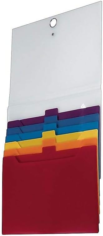 Staples Cascading Poly Expanding File, 6‑Pocket Letter‑Size Organizer, Wall‑Hanging Vertical Design, Multicolor – Space‑Saving Document Storage