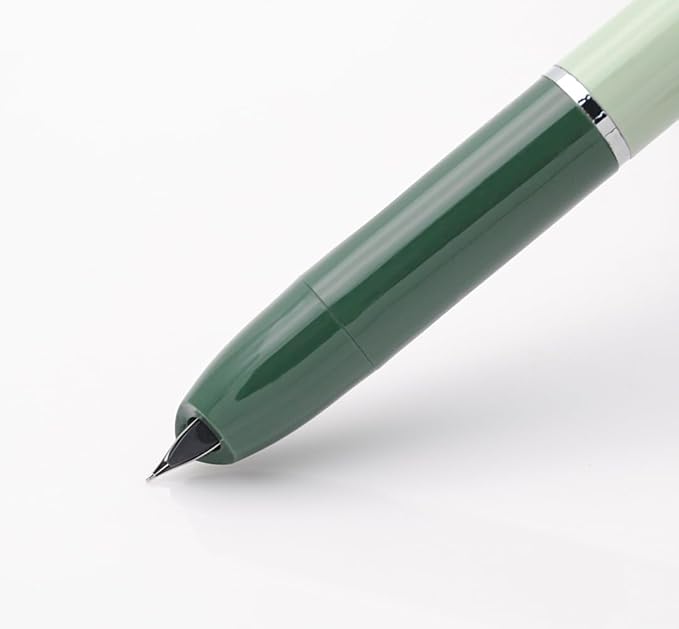OASO K016 Retractable Fountain Pen Set 0.5mm with 4pcs Blue Ink Cartridges Smooth Writing for School Students (Deep Sea Green)