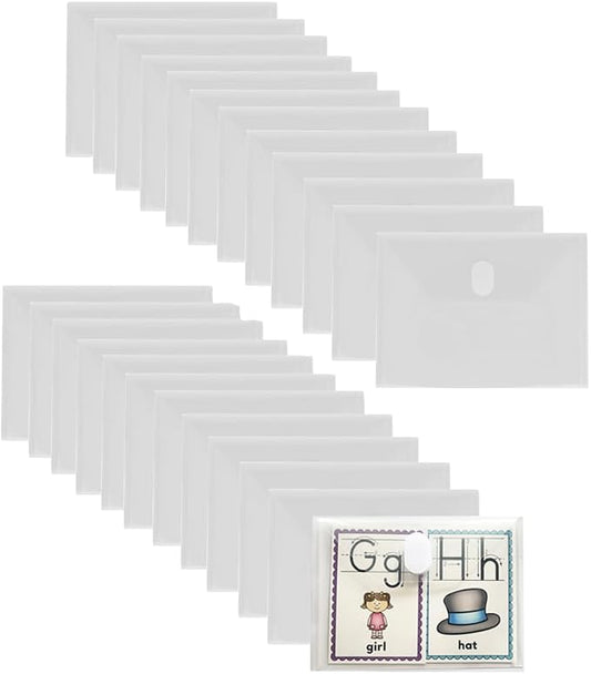 24pcs 5x7 Plastic Clear Envelopes Receipt Coupon Stickers Stamps Storage Case File Organizer Holder