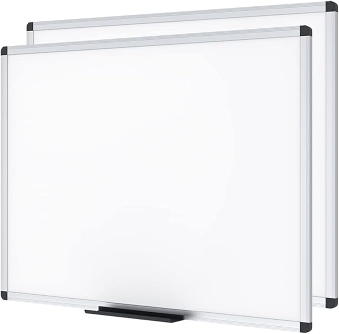 VIZ-PRO Dry Erase Board/Whiteboard, Non-Magnetic, Pack of 2, 36 x 24 Inches, Wall Mounted Board for School Office and Home