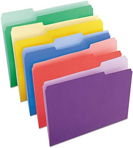 Universal 10506 File Folders, 1/3 Cut Single-Ply Top Tab, Letter, Assorted, 100/Box