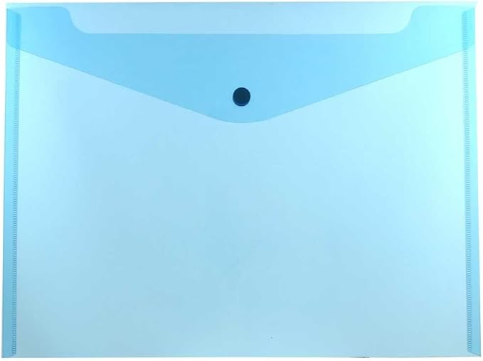 JAM PAPER Plastic Envelopes with Snap Closure - Letter Booklet - 9 3/4 x 13 - Blue - 3/Pack