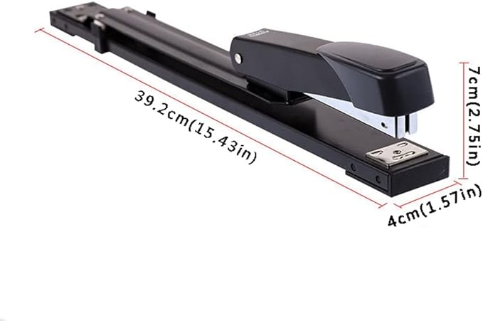 KUYWLMKMZZ Desk Stapler Staplers for Desk Long Arm Stapler 20-Page Capacity Office File Finishing and Binding Learning Desktop Office Tool School Supplies (Color : Black)