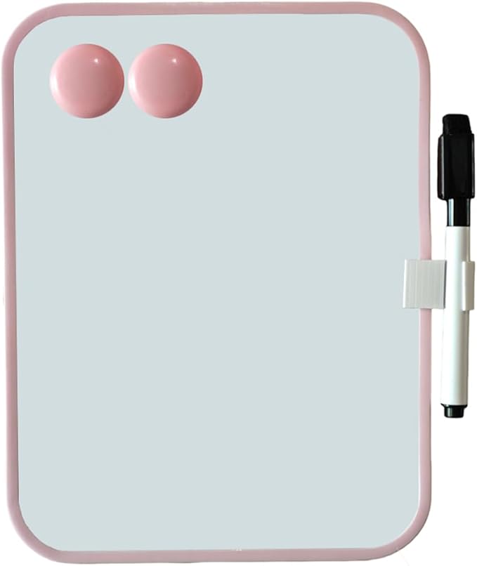 6" X 8"Small White Board，White Boards for Students，Small Whiteboard for Door Frame，Dry Erase Boards for Kids，Message Board with Magnetic Dry Erase Marker and 2 Magnets（Pink）