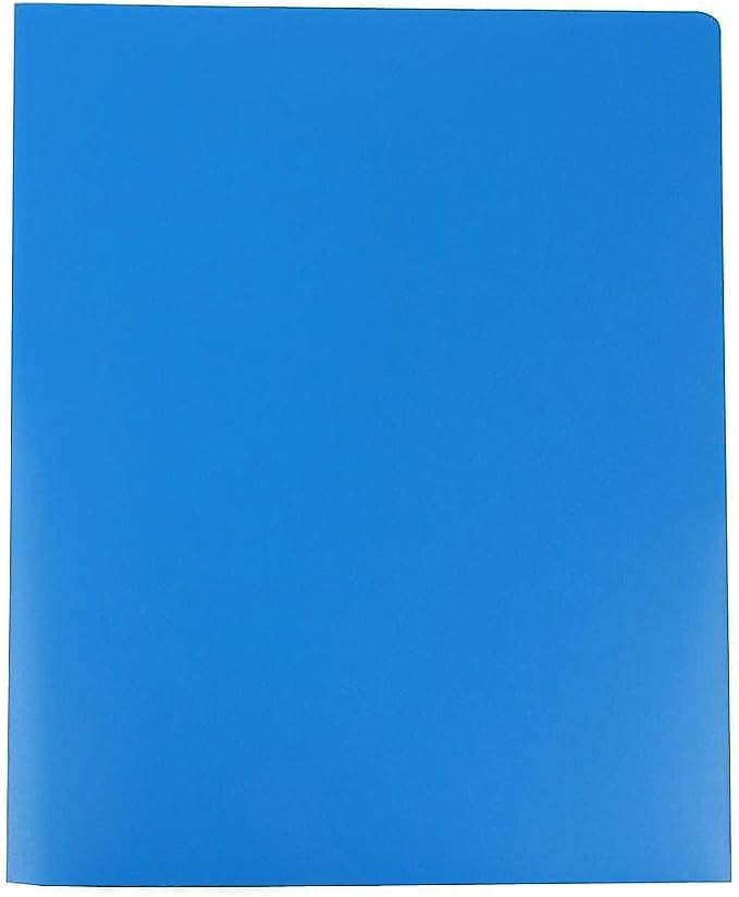 JAM PAPER Heavy Duty Plastic Two Pocket Extra Tough School Folders - Blue - 6/Pack