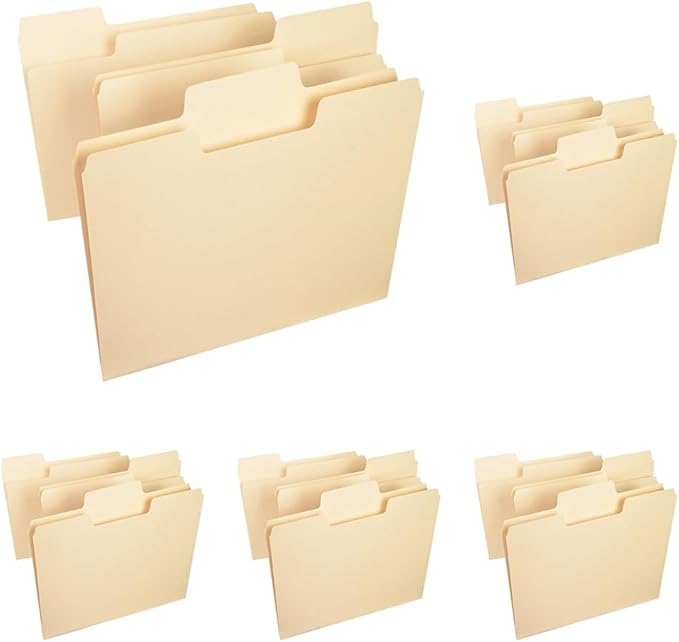 Smead SuperTab File Folder, Oversized 1/3-Cut Tab, Letter Size, Manila, 100 Per Box (10301) (Pack of 5)