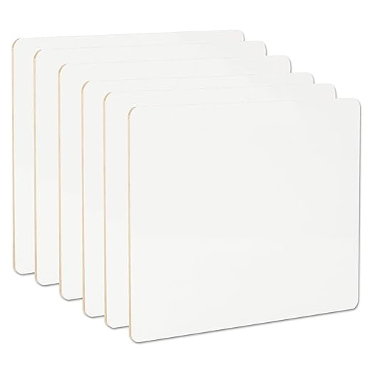 Universal Unruled Lap/Learning Dry Erase Board, 12" x 9", White Melamine Surface, Pack of 6