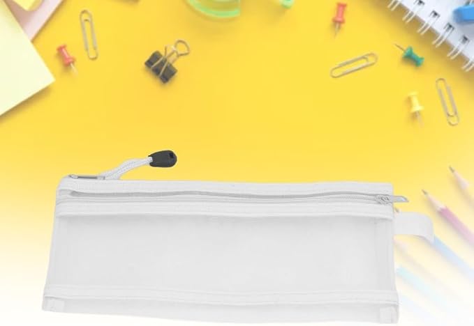 10Pcs Double Layer Mesh File Pouches – Nylon Zipper Bags for A6 Paper Storage, Organize Office Supplies Cosmetics Travel 20.5 x 12 cm(White)