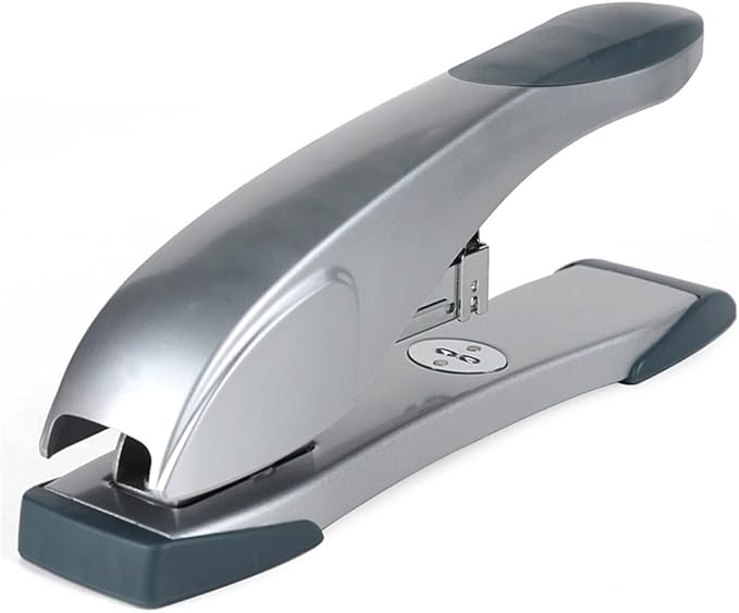 KUYWLMKMZZ Desk Stapler Metal Staplers Office Heavy Duty 60 Page Capacity Heavy Duty Stapler Suitable for Office Learning Desktop File Sorting and Binding Silver Gray School Supplies (Color : A)