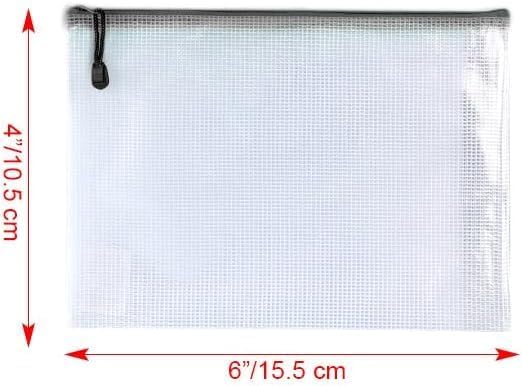 Plastic Mesh Zipper Pouch Document Folders Bag Zip File Bags for Office Supplies Storage-15 Pcs (Multicolor, 4"x 6")