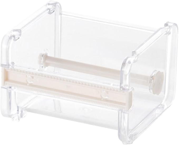 Tape Dispenser Cutter, Visible Packaging Roll Tape Holder Organizer for Home Office School (Beige)