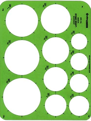 ALVIN, TD1201, Large Circles Guide Template, Drawing and Drafting Tool for Artists, Architects, Design and Drafting, 1.5" to 3.5" Scale