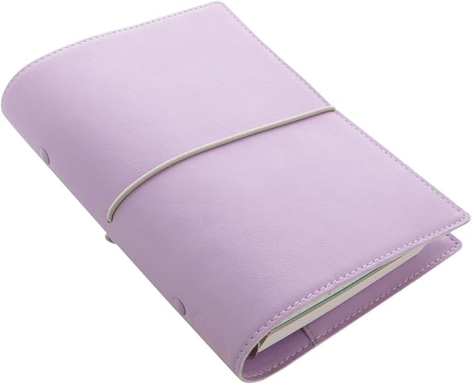Filofax Domino Soft Organizer, Personal Size, Orchid - Smooth, Leather-Look, Grain Effect, Tactile, Six Rings, Week-to-View Calendar Diary, Multilingual, 2025 (C022607-25)