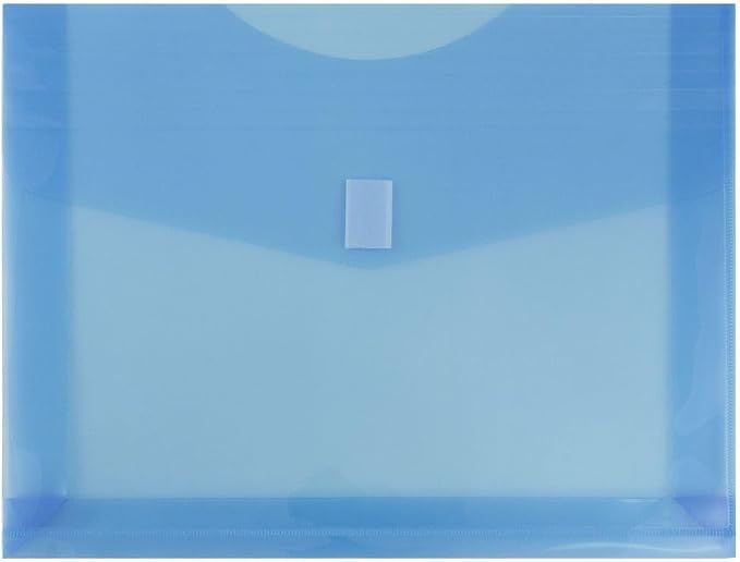 JAM PAPER Plastic Expansion Envelopes with Hook & Loop Closure - Letter Booklet - 9 3/4 x 13 with 2 Inch Expansion - Blue - 3/Pack