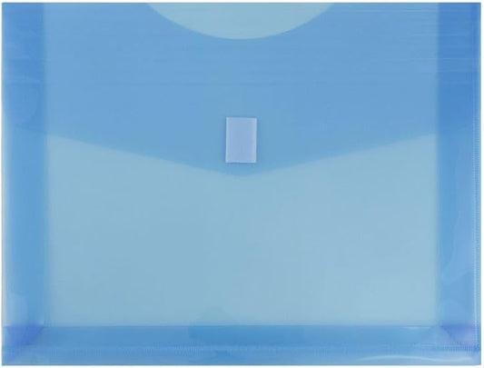 JAM PAPER Plastic Expansion Envelopes with Hook & Loop Closure - Letter Booklet - 9 3/4 x 13 with 2 Inch Expansion - Blue - 3/Pack