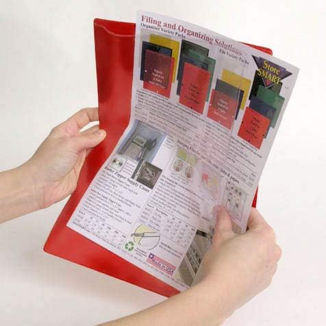 StoreSMART - Paperwork Organizers - 50-Pack - Red Plastic Back, Clear Plastic Front - Heavy Duty - PF8511PQR-50