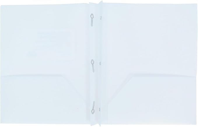 Plastic Folder with Prongs 2 Pocket - (White)