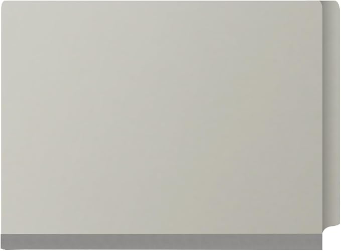 25 Pt. Pressboard Classification Folders, Full Cut End Tab, Letter Size, 2 Dividers, Light Gray (Box of 10)