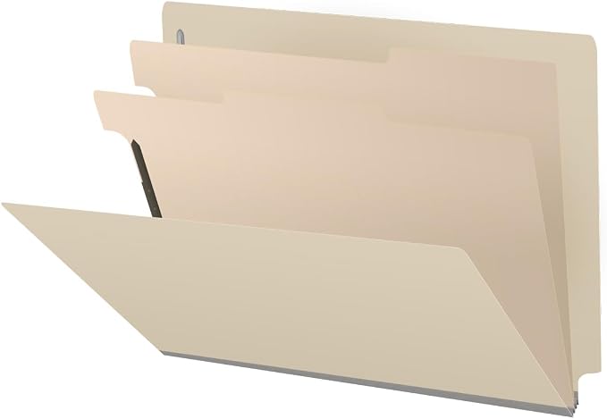 18 Pt. Manila Classification Folders, Full Cut End Tab, Letter Size, 2 Dividers (Box of 10)
