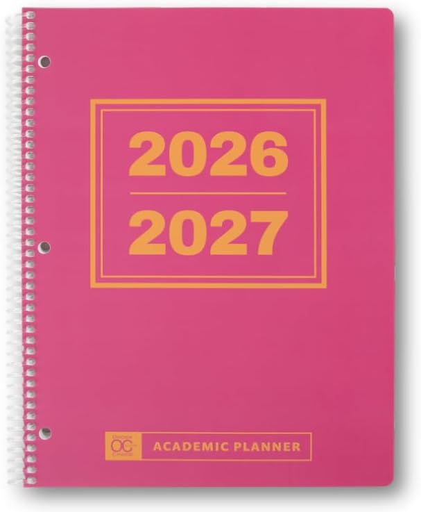 Order Out Of Chaos Academic Planner 2026-2027, Daily Weekly Monthly School Calendar, student planner 2026-2027, 8.5 x 11 Homework Organizer, july 2026-june 2027 Pink Orange School Agenda Book