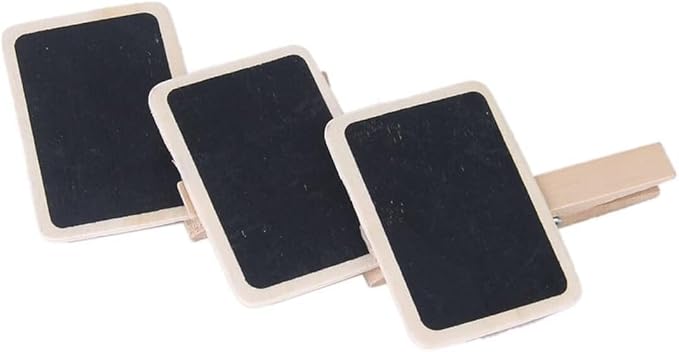 20 Pieces Mini Chalkboard Signs with Clips, Wooden Rectangle Message Boards,with Clip Message Chalk Board Tag Signs Clips Basket Labels Clip for Memo,Note Taking