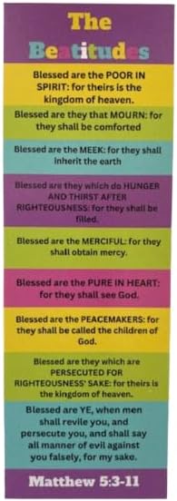 (50 Count) The Beatitudes for Kids and Adults Bookmarks Inspirational Church Supplies VBS Religious Gifts Thick Glossy 2" x 6" Vacation Bible School Bible Study