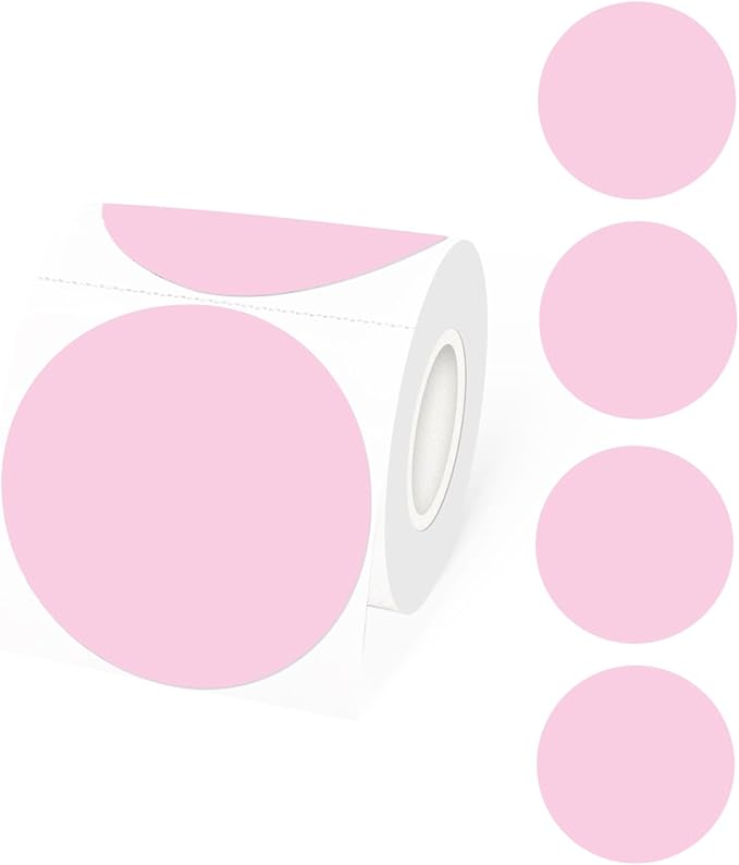 STARLIBOO 3 Inch Round Thermal Sticker Labels, Pink Thermal Labels Round, Self-Adhesive Round Direct Thermal Stickers Label, Thermal Printer Stickers for Business (400 Pcs)