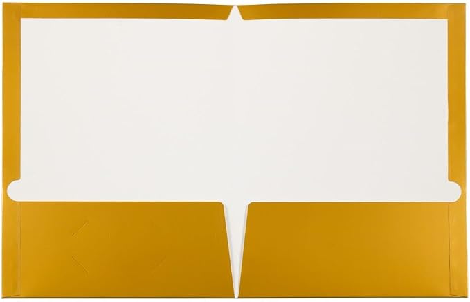 JAM PAPER Laminated Two Pocket Glossy Folders - Gold - 3/Pack