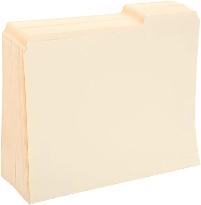 Staples File Folders, Letter Size, 1/3‑Cut Right‑Position Tabs, Manila, Durable Paper Stock, 100/Pack