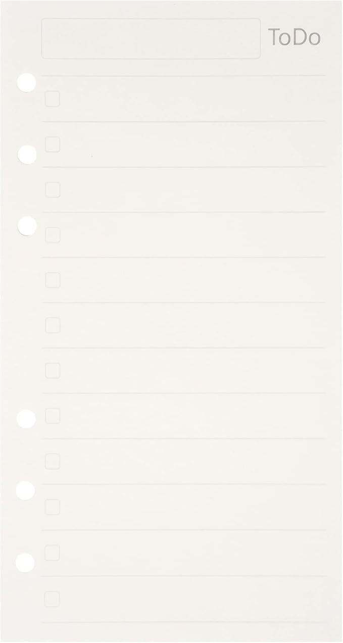 Zelten 1 Pack A6 45 Sheets/90 Pages Todo Loose Leaf Punched Paper Refills Paper for 6 Hole Binder Personal Organizer Diary Notebook Refillable Planner